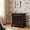 FurniFact,Elegant Wooden Nightstand with Drawer in Cherry Finish, Dark Wood Design - 3 of 4