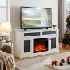 VYNXARIA Embossed Pattern TV Stand with 23" fireplace insert,TV and Media Console with Open and Closed Storage Space and sliding door,White - 2 of 4