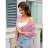 Coolmee Women's Cropped Cardigan Sweaters Lightweight 3/4 Sleeve Button Down Crochet Textured Top - 4 of 4