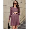 Women Maternity Ruffle Cap Long Sleeve Ribbed Knit Fall Sweater Dress Casual Crew Neck Midi Dress Baby Shower Photoshoot - 2 of 4