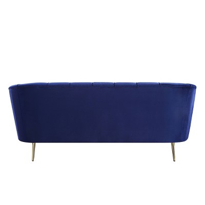 Eivor Classy Blue Velvet Tufted Sofa with Metal Legs