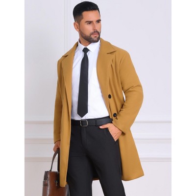 Мужские куртки INSPIRE CHIC Winter Quilted Overcoat for Men's Double Breasted Coat Solid Color Business Long Trench Coat Khaki Small — фото 4