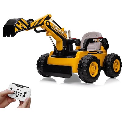 12V Kids Ride-On Excavator Digger Car, Electric Remote Control with Digging Arm