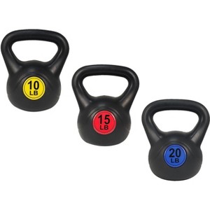 Gulches Wide Grip 3-Piece or 4-Piece Kettlebell Exercise Fitness Weight Set, Include 5 lbs, 10 lbs, 15 lbs and 20 lbs, Set of 3 or Set of 4 - 1 of 4