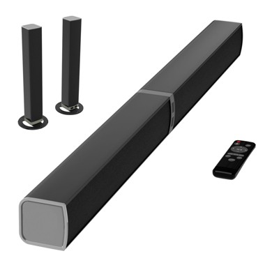MOVSSOU Bluetooth Soundbar 80W Wireless TV Soundbar 32inch Split 2 in 1 Detachable Sound Bar for Smart TV Silver