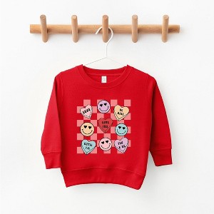 The Juniper Shop Candy Heart Smile Solid Toddler Graphic Sweatshirt - 1 of 3