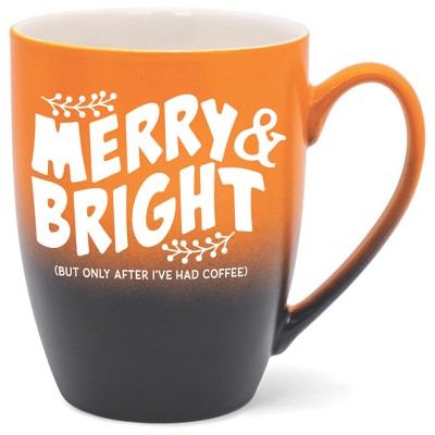 Elanze Designs Merry & Bright But Only After I'Ve Had After Coffee Two Toned Ombre Matte Orange and Black 12 ounce Ceramic Stoneware Coffee Cup Mug