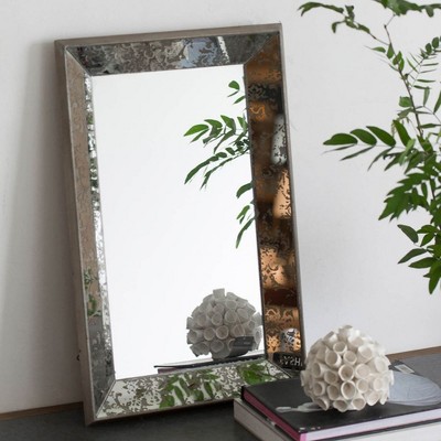 Antique Rectangle Mirror with Floral Accents, Mirrored Display Tray,Hanging Wall Mirror,Decorative Wall Mirrors,Art Deco Mirrors Vintage-The Pop Home