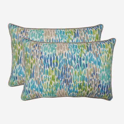 2pk Make it Rain Oversized Rectangular Outdoor Throw Pillow Cerulean Blue - Pillow Perfect: Weather & Fade-Resistant, Abstract Design