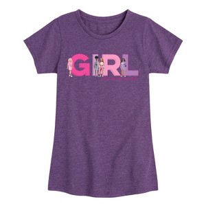 Girls' - Barbie - Girl Strong, Kind, Brave, Bold, and Fearless Fitted Short Sleeve Graphic T-Shirt - 1 of 3