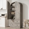 Garvee Tall Storage Cabinet, Farmhouse Large Wood Arched Kitchen Pantry, Bookcase with Doors & 2 Drawers for Dining, Office, Living Room, 72" - 2 of 4