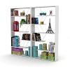 White wooden frame open backboard 6-tier bookshelf Industrial style bookshelf - 2 of 4