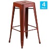 Emma and Oliver Commercial Grade 4 Pack 30" High Backless Distressed Metal Indoor-Outdoor Barstool - 3 of 4