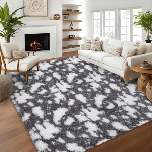 GustoWave Indoor Modern Abstract Rug for Hallways Living Room Patio Decor, Dark Grey - 1 of 4