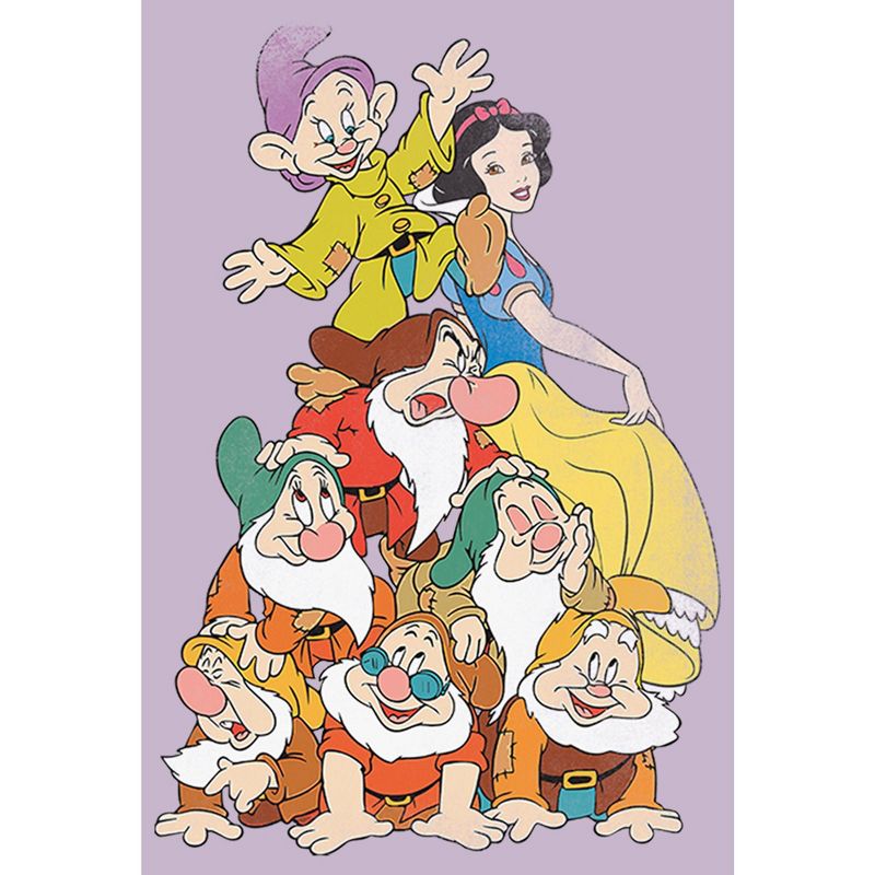 Juniors Womens Snow White and the Seven Dwarves Best Friends PileCrop T-Shirt, 2 of 5