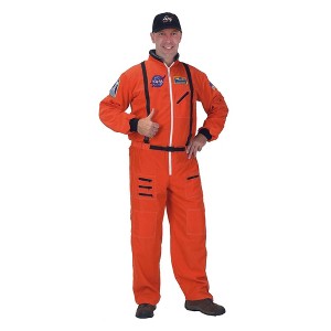 Adult Astronaut (Orange) Suit W/ Cap Costume - 1 of 4