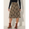 Allegra K Women's Vintage Tartan Plaid High Waist Belted Retro A-Line Midi Skirt - 3 of 4