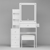 Makeup Vanity Desk, Vanity Table Set With Stool, Right Sliding Mirror, Multi Layer Storage Shelves, 4 Drawers, Dressing Table White - 2 of 4