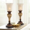 Regency Hill Traditional Uplight Accent Table Lamps 23 1/4" High Set of 2 Light Gold Alabaster Glass Shade for Living Room Bedroom - 2 of 4