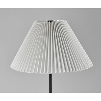 Jeremy Black Floor Lamp with White Pleated Shade