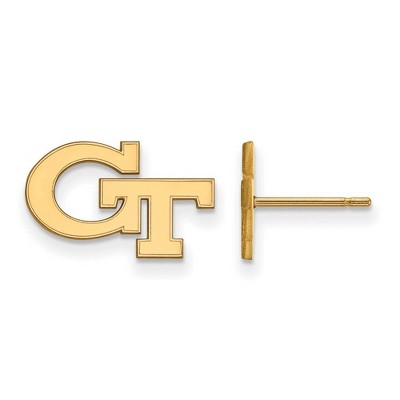 Black Bow Jewelry 14k Yellow Gold Georgia Tech Yellow Jackets NCAA Post Earrings