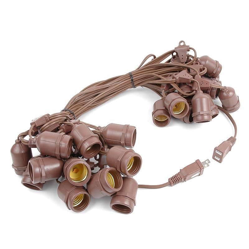 Novelty Lights Edison Outdoor String Lights with 25 Suspended Sockets Brown Wire 37.5 Feet, 5 of 8