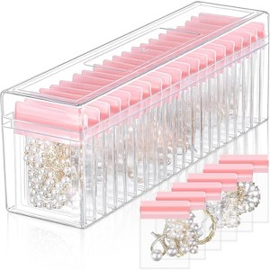 Clear Acrylic Jewelry Organizer 42 Piece Set with Anti Tarnish Bags for Rings Earrings Storage - 1 of 4