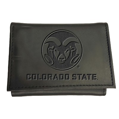 Evergreen NCAA Colorado State Rams Black Leather Trifold Wallet Officially Licensed with Gift Box