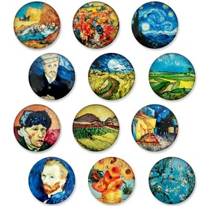 Wrapables Crystal Glass Magnets, Refrigerator Magnets for Office Whiteboards, Cabinets, Lockers (Set of 12), Famous Paintings - 1 of 4