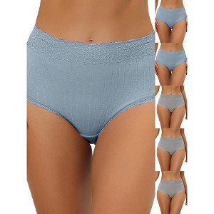 INSPIRE CHIC Women's High Waist Tummy Control Comfortable Lace Trim Ribbed Briefs 6 Packs - 1 of 4