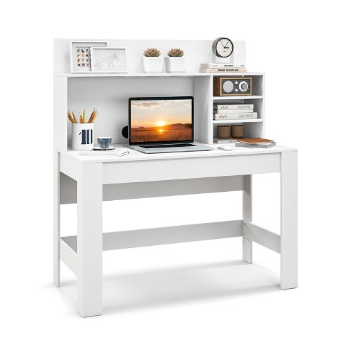 48-Inch White Computer Desk with Hutch