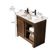 GDFStudio Resaca 36" Farmhouse Bathroom Vanity with Sliding Barn Door Storage, Dark Walnut - 3 of 4