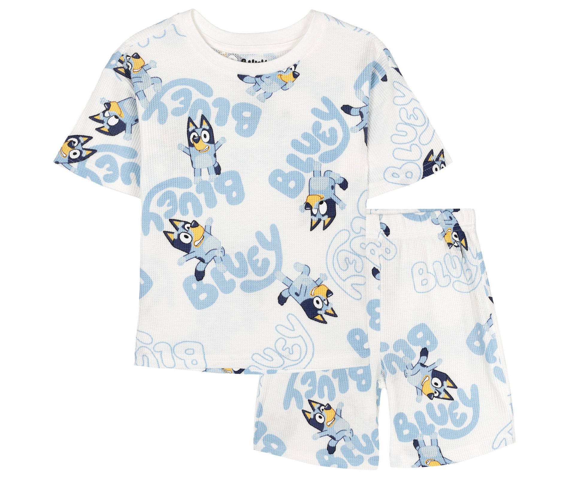 Bluey Waffle Knit Drop Shoulder T-Shirt and Shorts Outfit Set Toddler