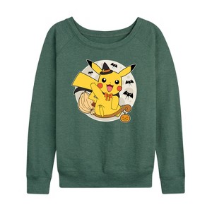 Women's - Pokémon - Pikachu Moon Witch Lightweight French Terry Wide Neck Long Sleeve Shirt - 1 of 4