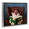 Stupell Industries Chicken Reading Book Black Framed Floater Canvas Wall Art - 3 of 4