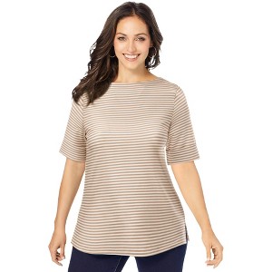 Jessica London Stretch Cotton Cuff Tee - 1 of 4