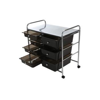 Mind Reader Storage Drawer Rolling Utility Cart, 6 Drawer Organizer, White