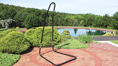 Adjustable Black Powder-Coated Steel Hammock Chair Stand