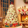 Flocked Artificial Christmas Tree, Prelit with 250 Lights, 8 Light Modes, Easy On/Off Foot Pedal, Foldable Stand - 4 of 4