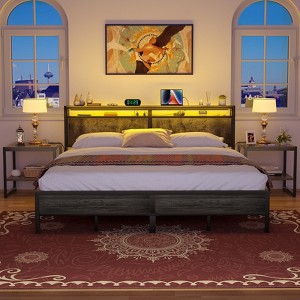 Aheaplus Platform Bed Frame with Charged Station and LED Lights - 1 of 4