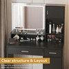 DOMETOUR Vanity Desk with Mirror, LED Lights, Large Drawer, 3-Level Storage & Adjustable Brightness for Bedroom (Black) - 3 of 4