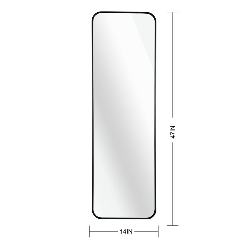 Bowen 47 in. H x 14 in. W Rectangle Round Corner Aluminum Frame Full-Length Mirror-The Pop Home, 4 of 8