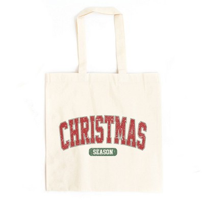 City Creek Prints Varsity Christmas Season Canvas Tote Bag - 15x16 - Natural