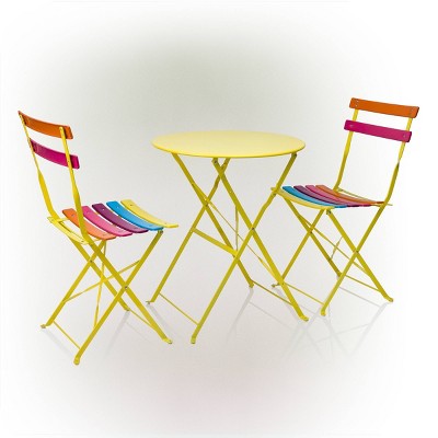 Vibrant Rainbow Steel Foldable 3-Piece Bistro Set