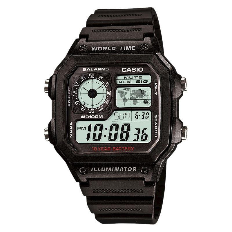 Casio Men's World Time Watch - Black (AE1200WH-1AV), 1 of 5