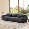 114 inch Brown Plush Fabric Sectional Sofa Couches with Throw Pillows ( Buckle Connection) - 2 of 4