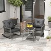 Resenkos 3-Piece Patio Bistro Set,PE Rattan, Rocking Chair with Tempered Glass Table Top, - 3 of 4