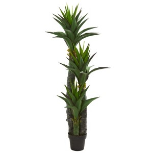 HomeStock  5 ft. Artificial Yucca Tree in Planter for Indoor/Outdoor - 1 of 4