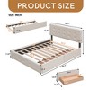 Queen Size Platform Bed with 4 Drawers and Twin Trundle, Upholstered Linen Fabric Platform Bed Frame with Classic Headboard- Leovsnove - 3 of 4