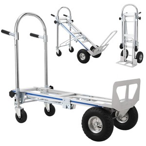 Convertible Hand Truck Dolly, Heavy Duty Folding Utility Cart, Pneumatic Tires for Warehouse, Aluminum - 1 of 4